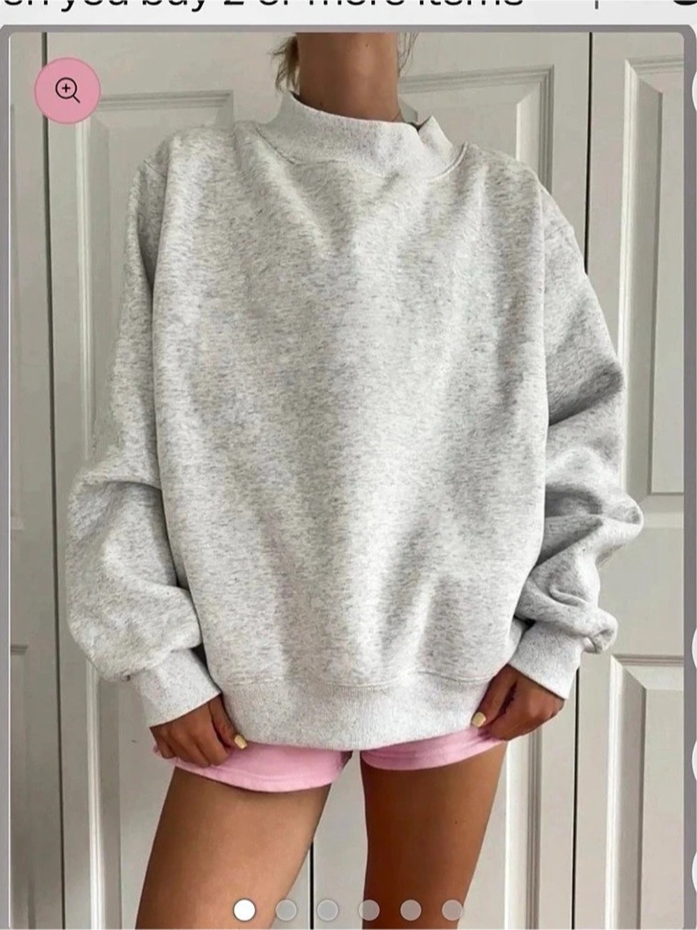 Sunkissed Coconut Pearl Grey Basic Blank Mockneck Sweatshirt